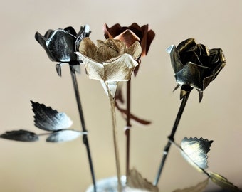 Forever Florists Metal Rose/Everlasting Rose, Valentines Gift, Wedding, Anniversary Gift, Unique Metal Gift, Couples Gift, Romantic Gift