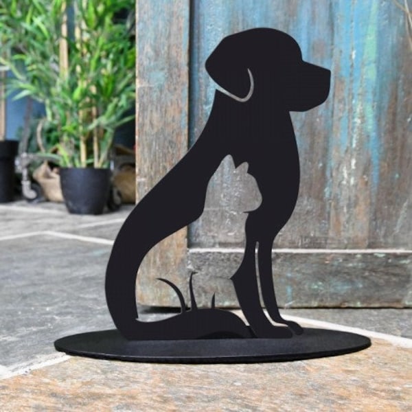 Cat & Dog Iron Door Stop/ Pet Lovers, Cat and Dog People, Animal Lovers Perfect Gift Idea, Cute Metal Silhouette, Home Decoration