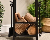 Forge quot Erik Nordic quot Log Basket with Fireplace Tools