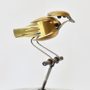 Up-cycled Cutlery Bird Sculpture, Mini Metal Recycled Spoon and Fork Bird Art Ornament