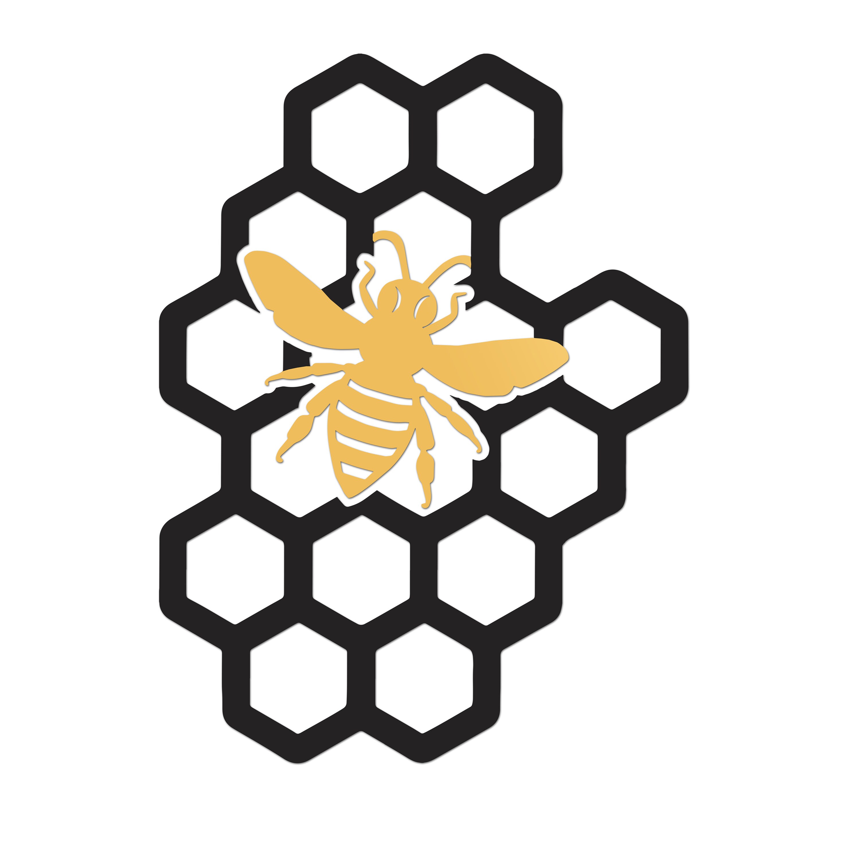 Black & Gold Bee Honeycomb Design Indoor or Outdoor Wall Art/ Bee