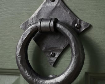 Hand-Crafted Wrought Iron Gothic Ring Door Knocker