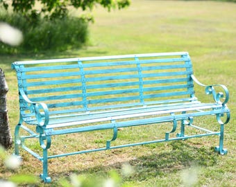 Green Steel Garden Bench, Choice of Two Sizes, Country Style Furniture