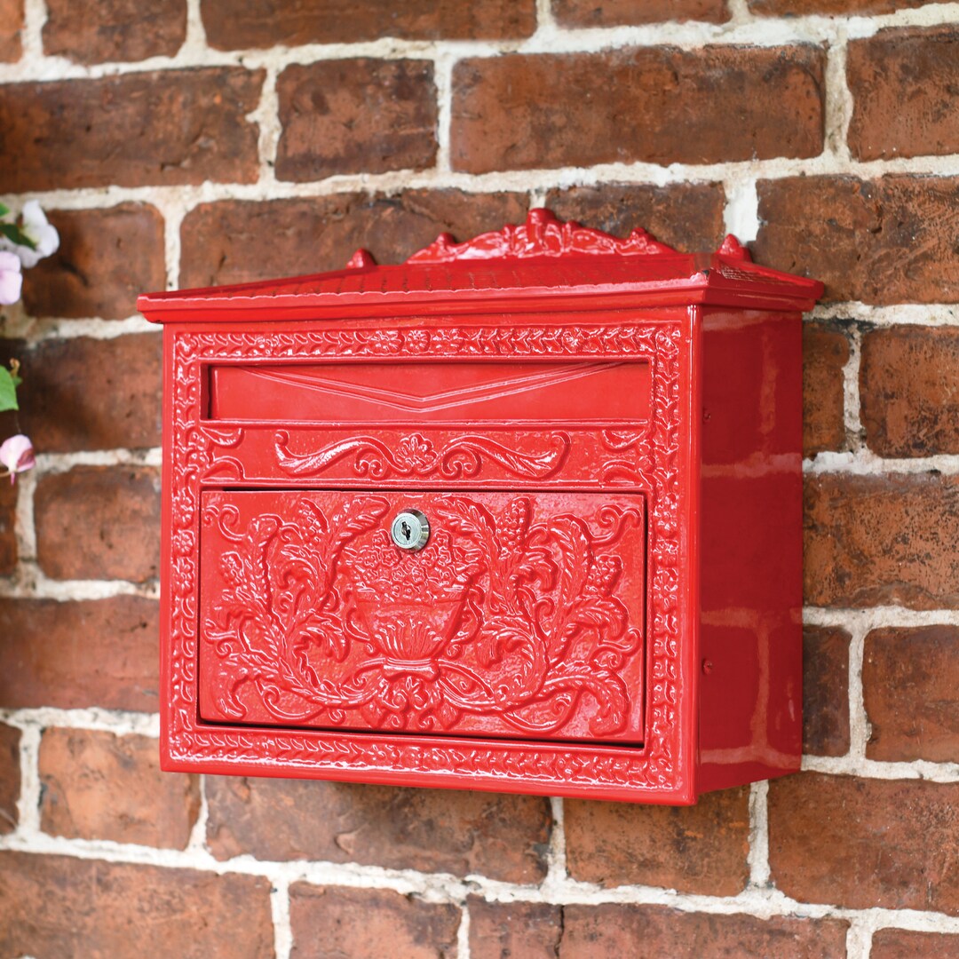 Red Post Box Lock Red Iron & Steel Lockable Wall Mounted Post Box/secure and - Etsy UK