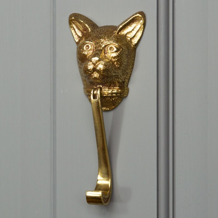 Polished Brass Cat Head Door Knocker/ Cat Lovers Home Cat Etsy UK