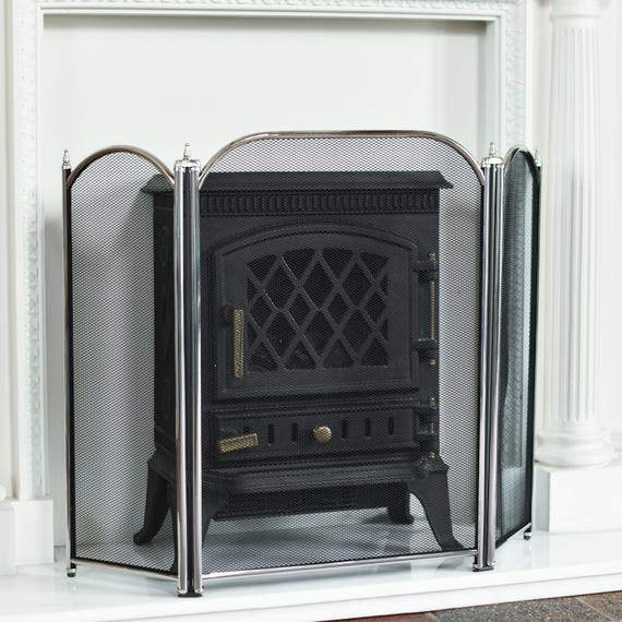 Brushed Nickel Fireplace Screen