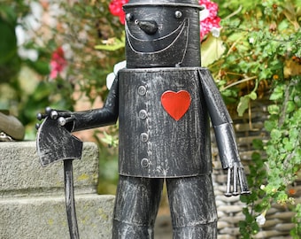 Tin Man Garden Ornament, Metal Garden Decoration, Garden Sculpture