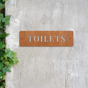 Corten Steel Rustic 'Toilets' Sign
