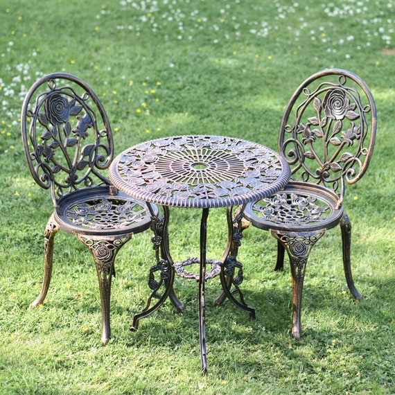 Cast Aluminium Bronze Two Seater Bistro Set/Garden Furniture, Patio  Furniture, Al Fresco, Outdoor Living and Dining, Hand Painted