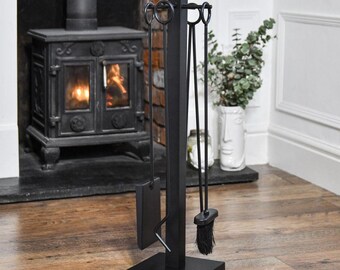 Tall Black Companion Set 77cm - Extra Long Handles