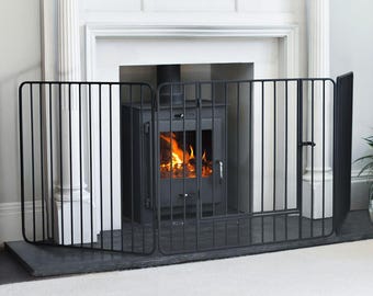 Black Steel Fire Guard with Door| Nursery Guard