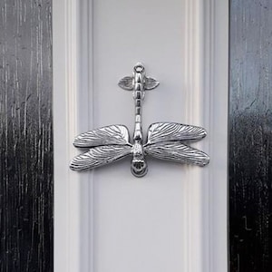 Chrome Dragonfly Door Knocker, Solid Brass Construction