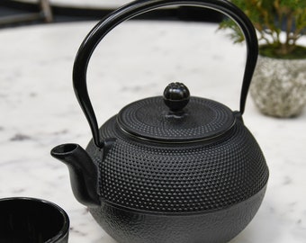 Black Cast Iron Japanese Teapot with Handle/Traditional Style Loose Tea Teapot, Oriental Teapot, Asian Teapot, Tea Lovers Gift, Tea Infuser