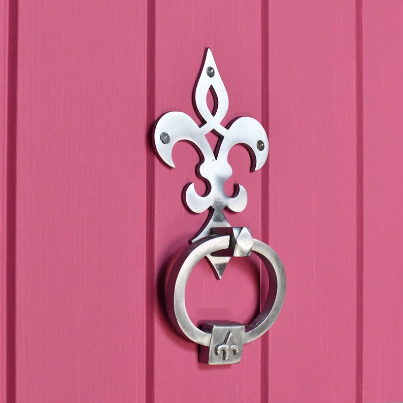 Forge Emile Auvergne Satin Chrome Fleur De Lys Door Knocker Etsy
