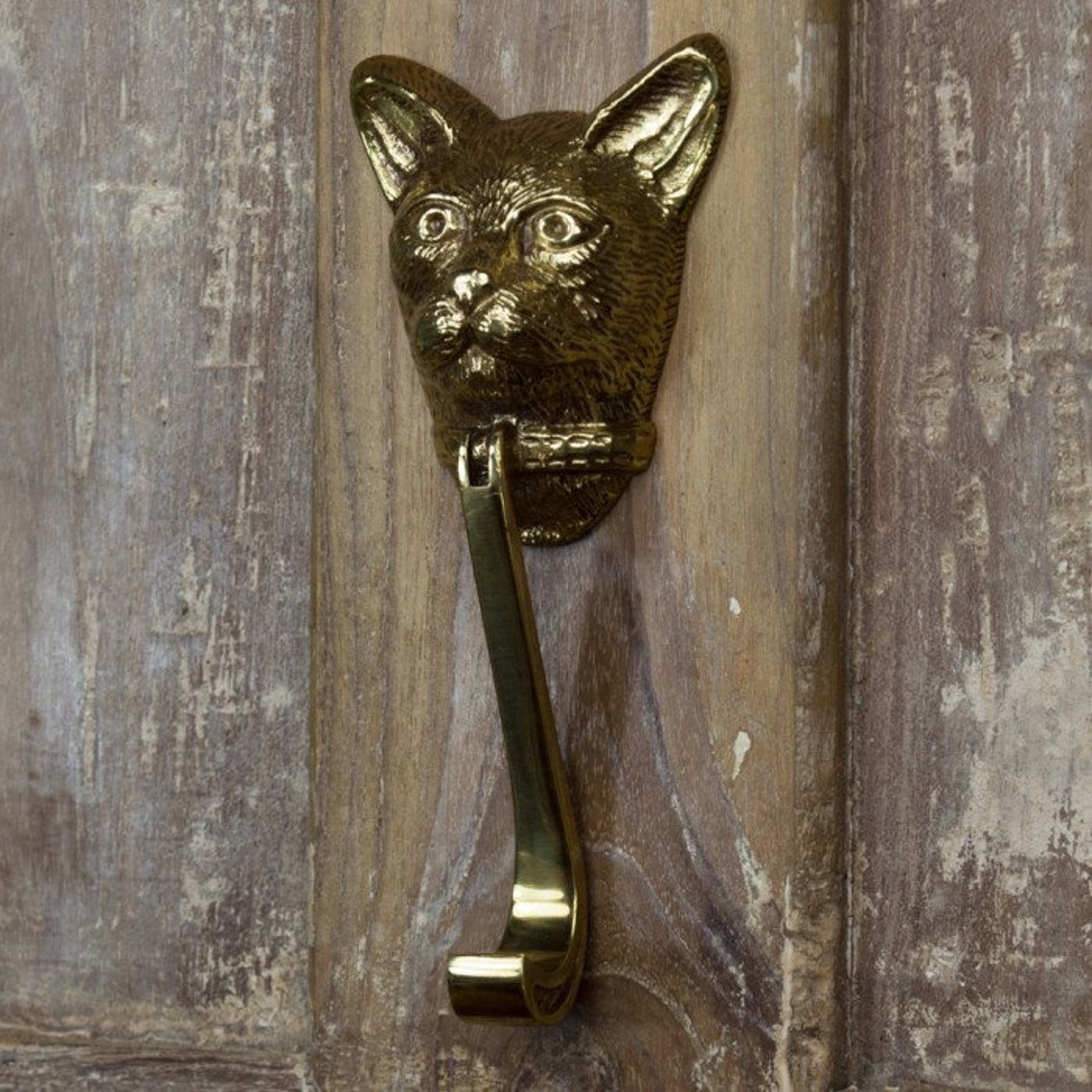 Polished Brass Cat Head Door Knocker/ Cat Lovers Home Cat Etsy UK
