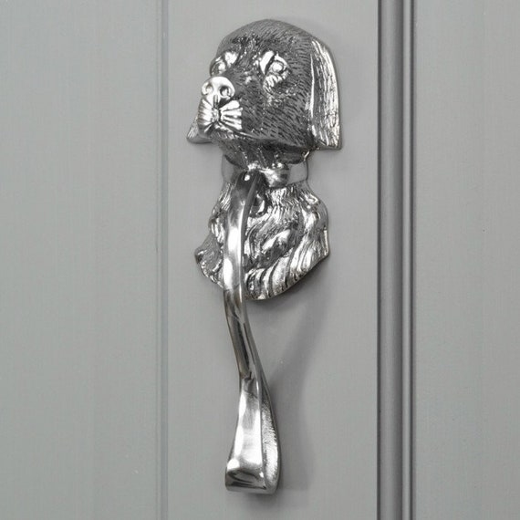 Forge Bright Chrome Dog Door Knocker Etsy