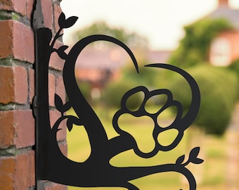 Heart & Paw Print Hanging Basket Bracket | Garden Decoration
