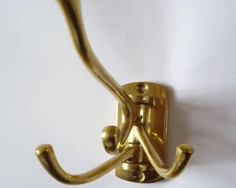 Three Prong Brass Swivel Hook, Coat Hooks, Home Improvements, DIY, Hooks and Fixtures, Polished Brass Hardware, Interior Storage