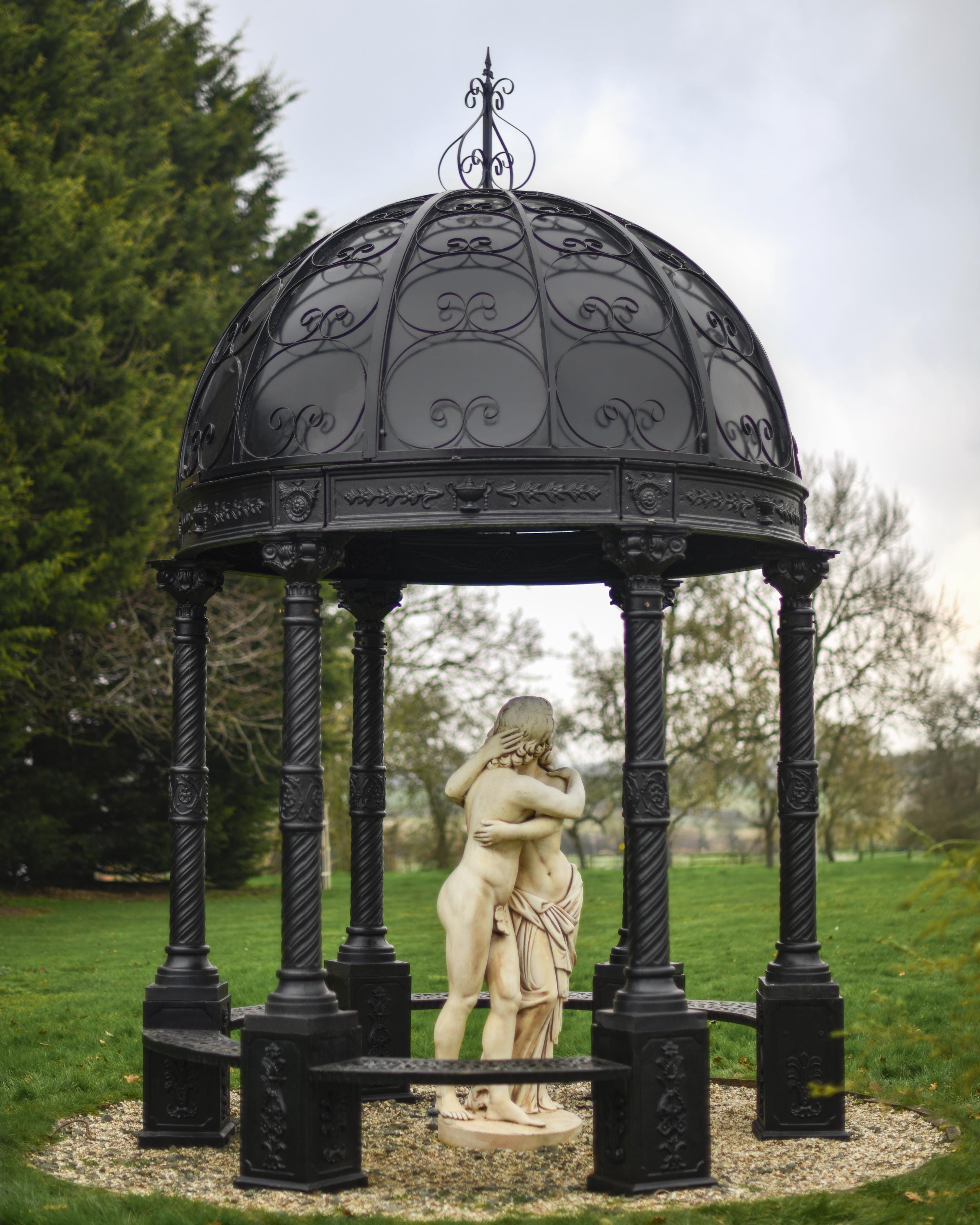Luxury Wrought Iron Black Garden Gazebo, Traditional Ironwork Gazebo, Garden Parties, Outdoor Weddings
