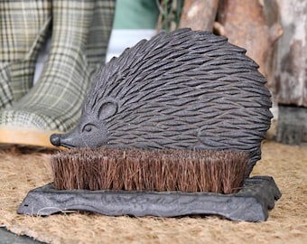 Cast Iron Hedgehog Boot Brush: Rustic Country Home Accessory