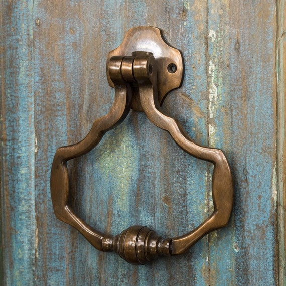 Forge Contemporary Antique Brass Door Knocker Etsy