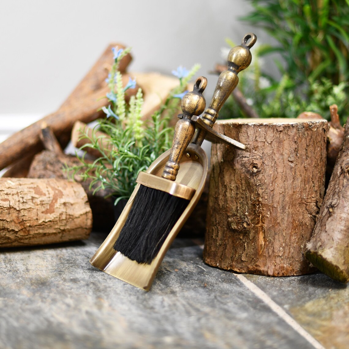 Cast Iron Rustic Brush and Pan Set Fireside/ Winter Fireside Etsy UK