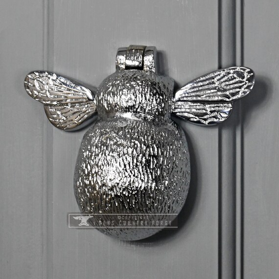 Forge Bright Chrome Bumblebee Door Knocker Etsy