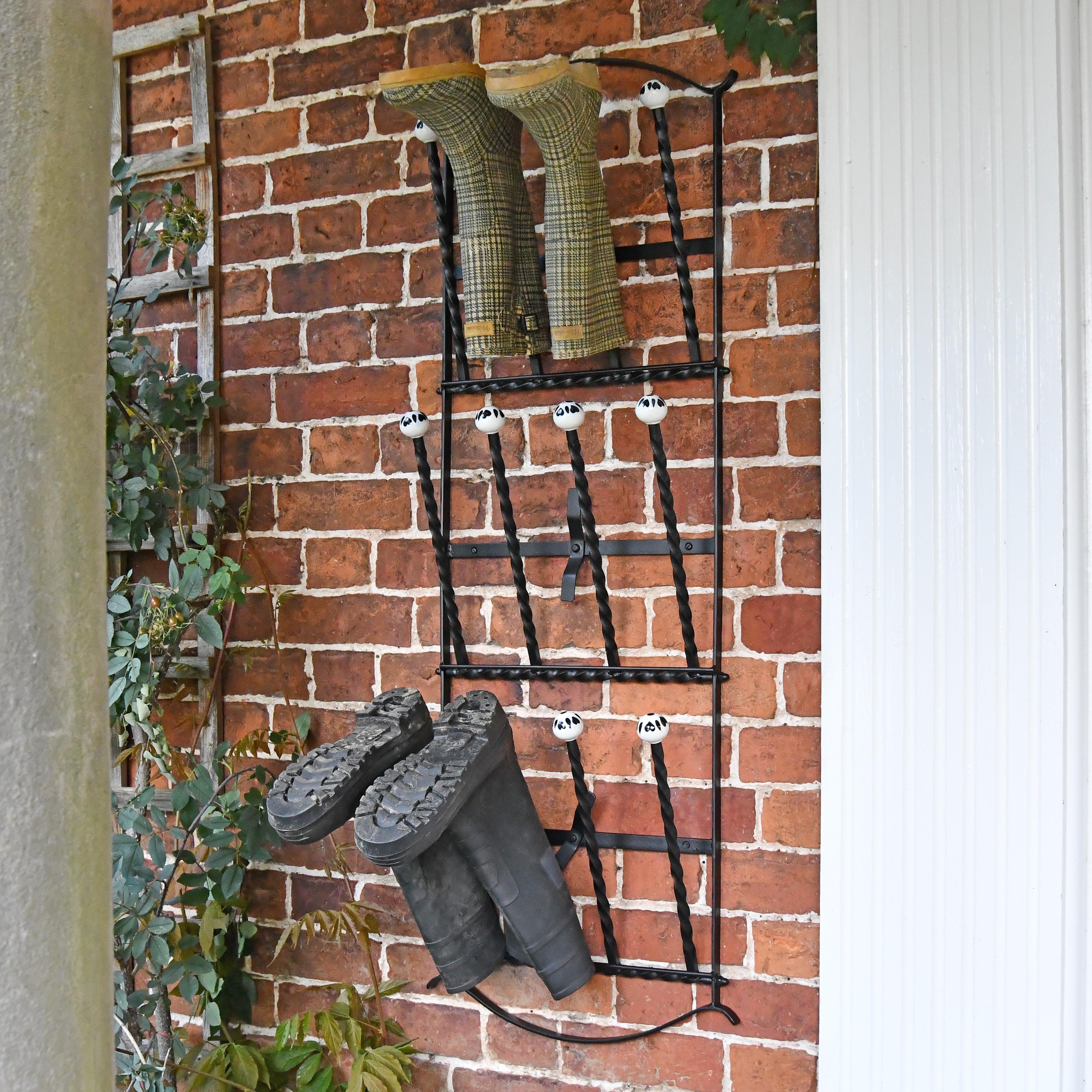 Foldable Wall Mounted Wellington Boot Rack, Wrought Iron Welly Boot Storage, Country Garden Boot Store, Country Home Storage, Gift Idea