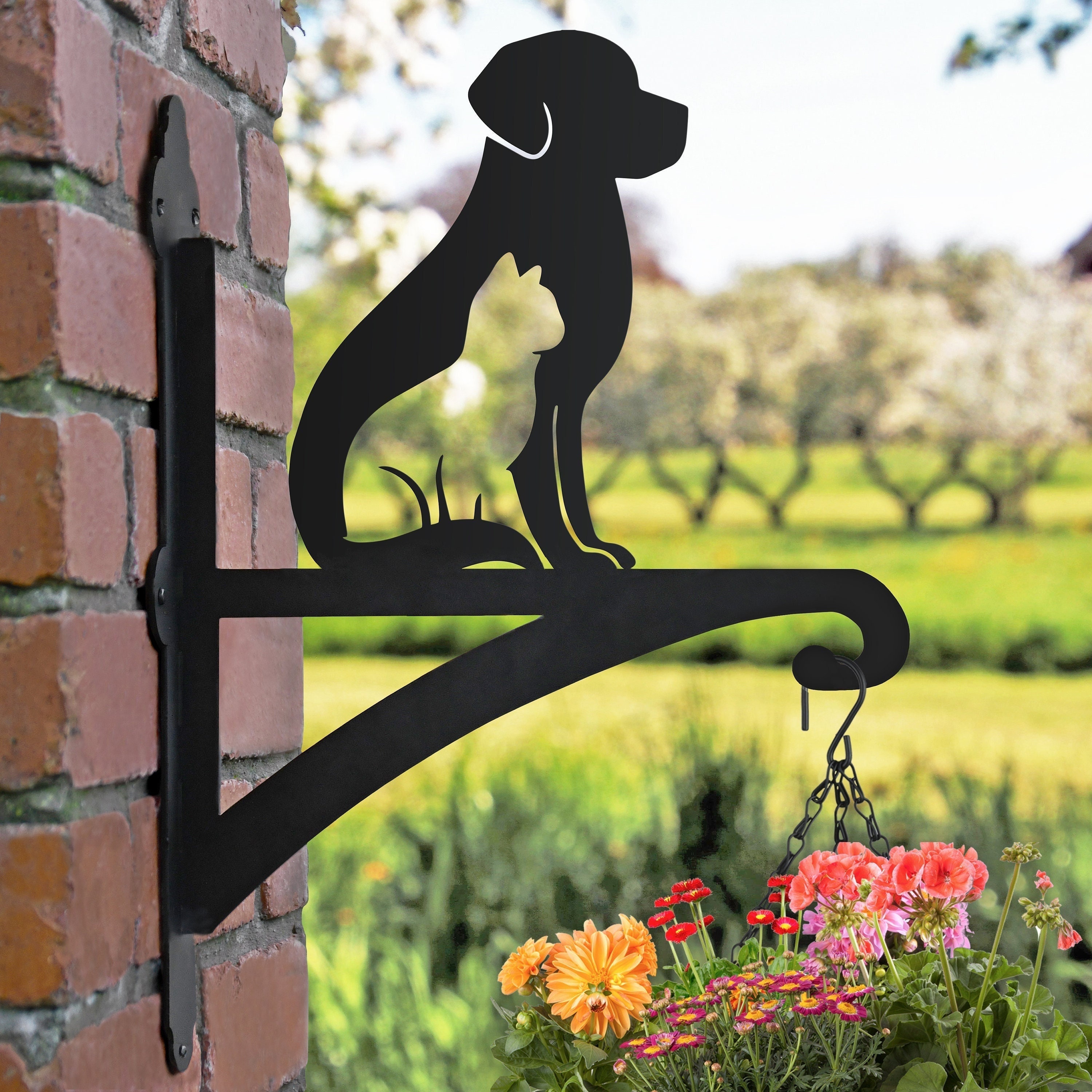 Cat Dog Silhouette Hanging Basket Bracket/ Cat and Dog Animal  Lovers, Pets, Cute Garden Decoration, Cat and Dog Owners Gift Idea