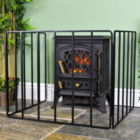 Heavy Duty Black Iron Fire Guard/robust Fireguard, Fireside, Fire