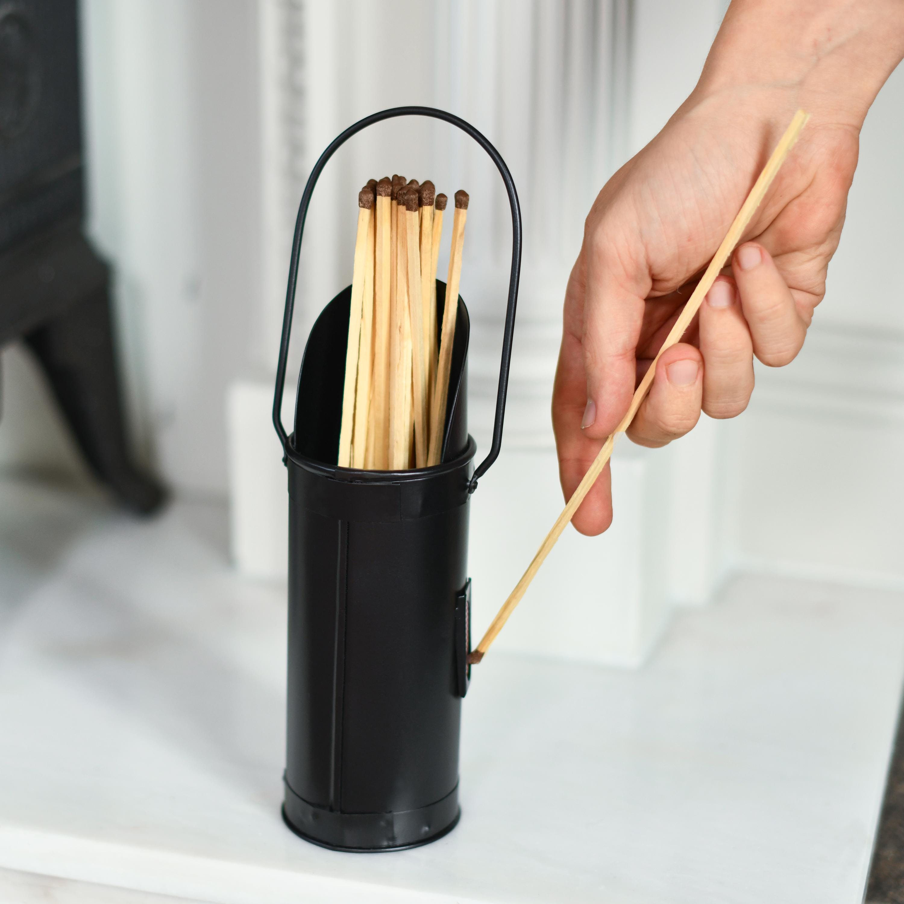 Black Match Stick Holder, Fireside Accessories, Extra Long Matches