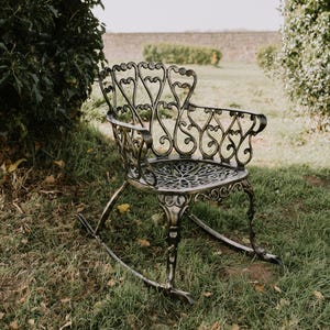 Hand Painted Brushed Gold, Heart Rocking Chair, Heavy Duty Aluminium, Garden Rocking Seat, Garden Chair, Outdoor Furniture