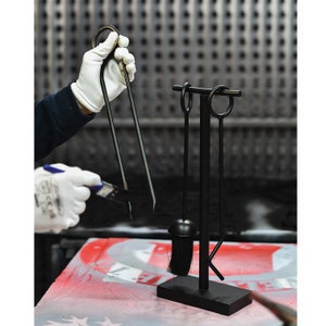 Artillery Genius Valiant Fireside Companion Tool Set. Includes 4-Piece Set In 4 Piece Set In Satin Black Finish Coal Shovel Tongs Poker Decorative Stand Valiant Cambridge FIR276 - View #3