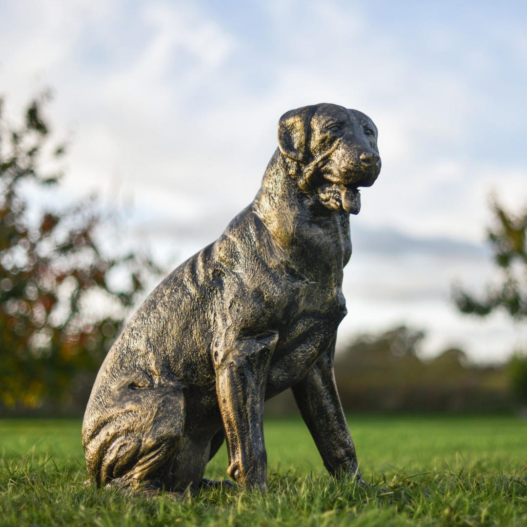 Brushed Gold Cast Aluminium Rottweiler Garden Sculpture, Life Like Dog ...