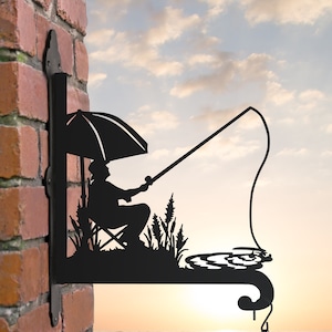 Support de panier suspendu pour pêche/passe-temps, pêcheur/cadeau pour la fête des pères, décoration de jardin, porte-plante, fil de pêche, fabriqué au Royaume-Uni