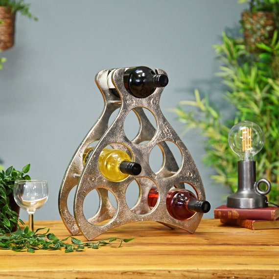 Contemporary Polished Nickel 7 Bottles Wine Rack Kitchen Accessories Contemporary Kitchen Accessories Gift Idea Party Home Bar Etsy UK