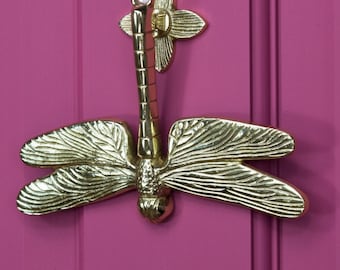 Polished Brass Dragonfly Door Knocker, Home Decor