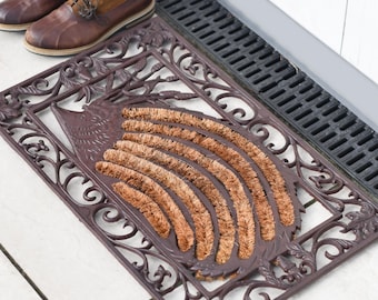 Handcrafted Cast Iron Hedgehog Doormat, Ornate Country Home Decor