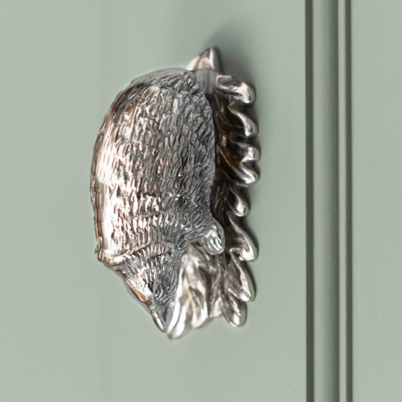 Forge Bright Chrome Hedgehog Door Knocker Etsy