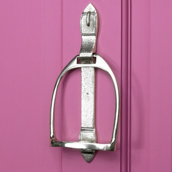 Forge Bright Chrome Stirrup Door Knocker Etsy