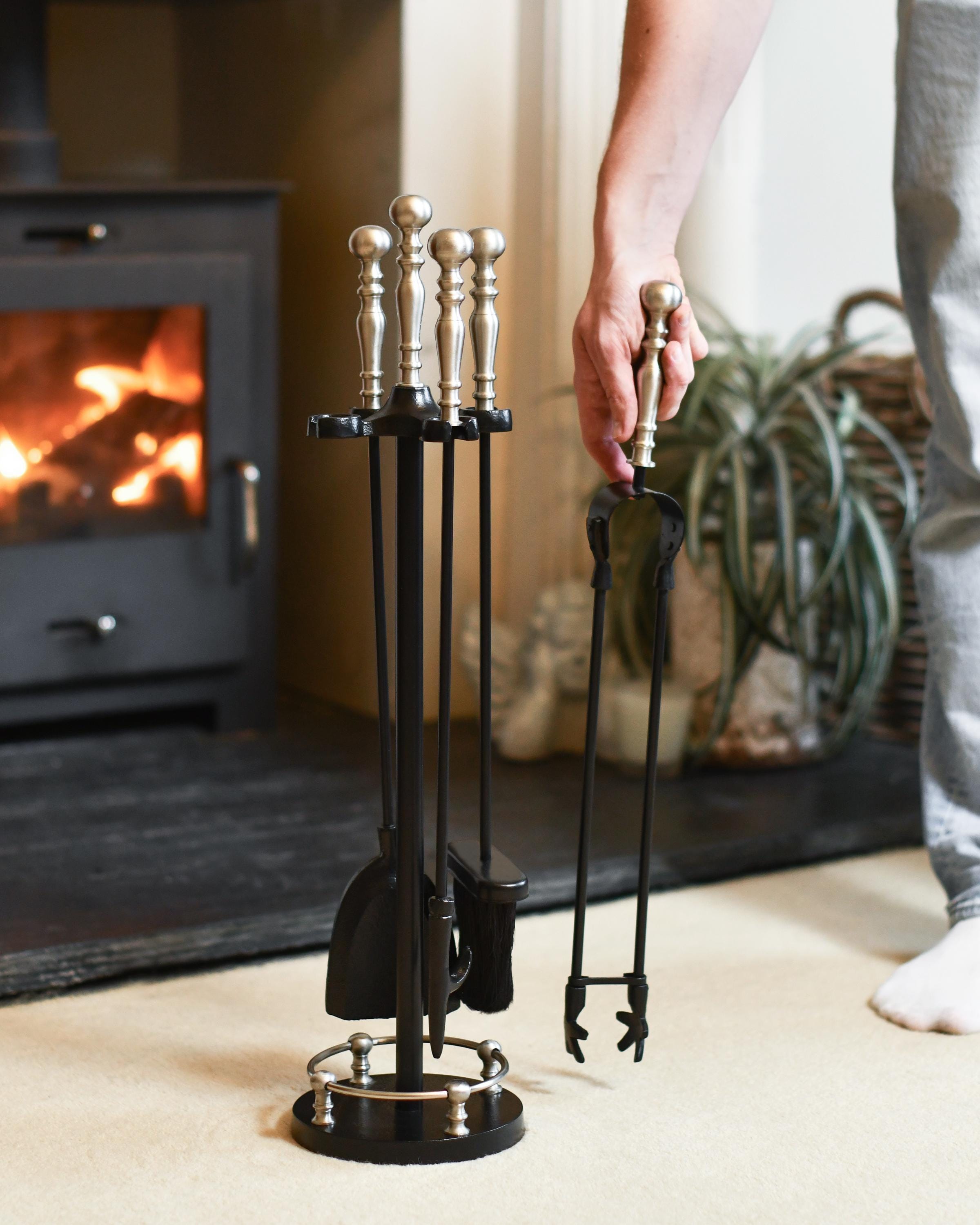 Iron Fireside Companion Set: Traditional Fireplace Tools With