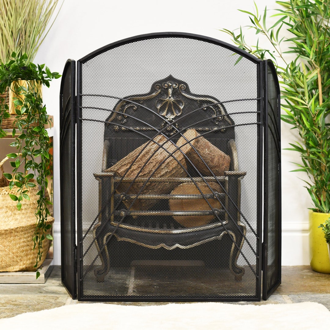 Elegant Three Fold Black Fire Guard/ Black Steel Three Fold Guard ...