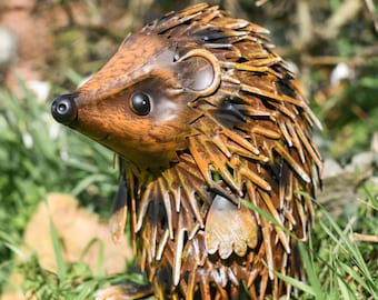 Hand-Painted Metal Hedgehog Garden Sculpture