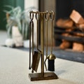 Antique Brass Companion Set, Classic, Simplistic Fireside, Fireplace Tools/ Ash Brush and Pan Set with Tongs