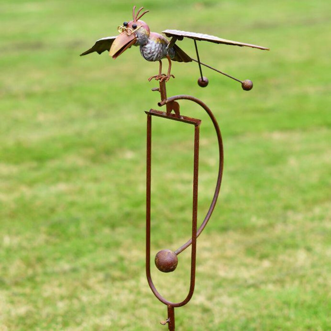 Hand-painted Metal Bird With Glasses Rocker Lawn Spike | Garden ...