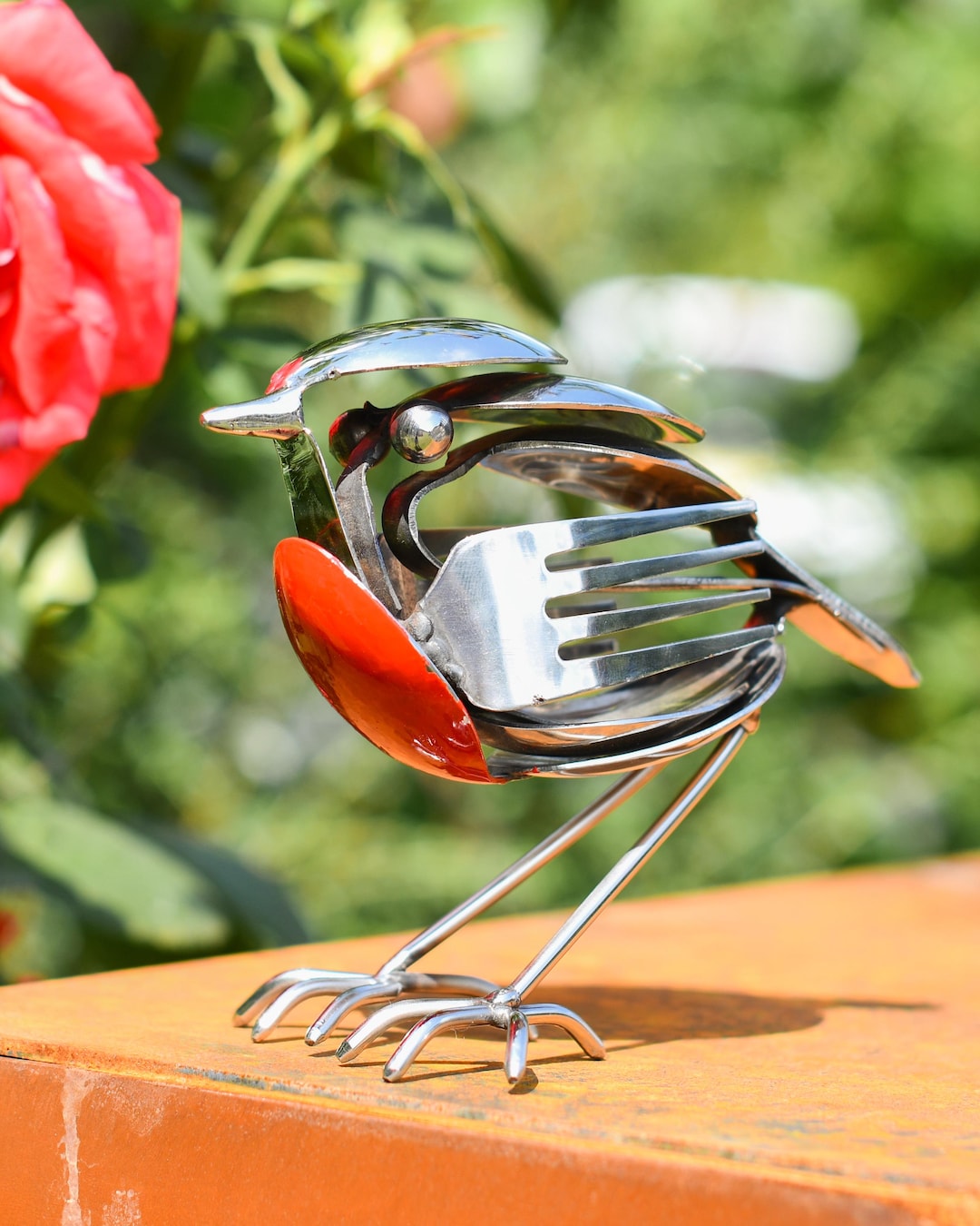 Recycled Cutlery Handcrafted Robin Ornament | Fork and Spoon ...