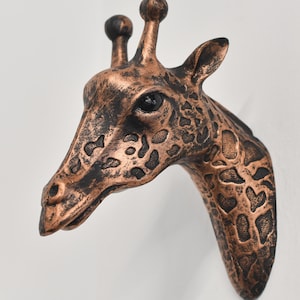 Cast Aluminium Giraffe Bust, Interior or Exterior Use, 3D Sculpture, Wall Decoration, Various Finishes, Wild Animals, Safari, Giraffe Head