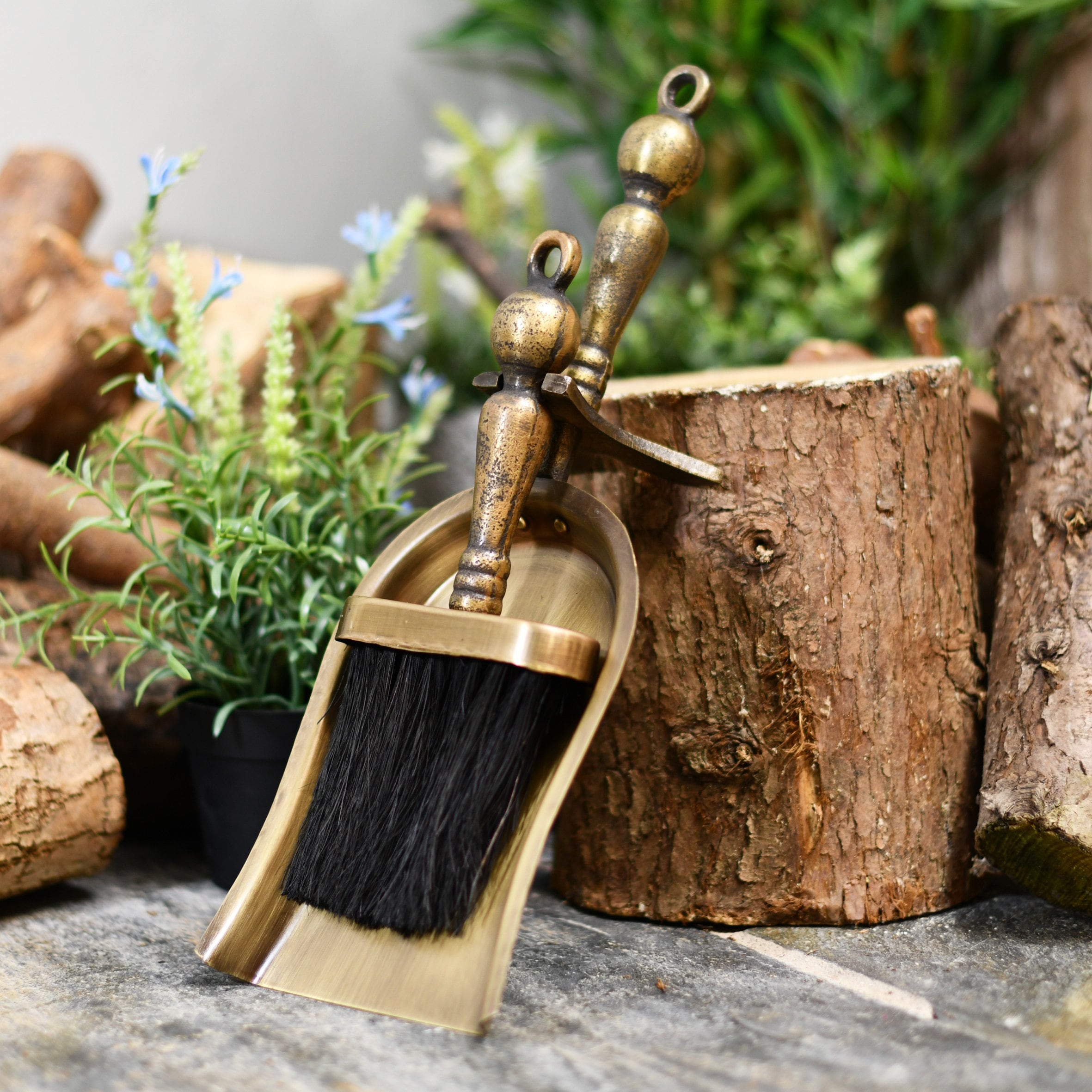 Cast Iron Rustic Brush and Pan Set Fireside/ Winter Fireside Etsy UK