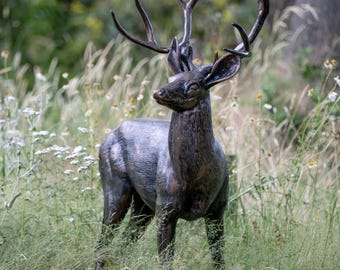 Life Size Metal Stag Sculpture | Bronze Garden Sculpture