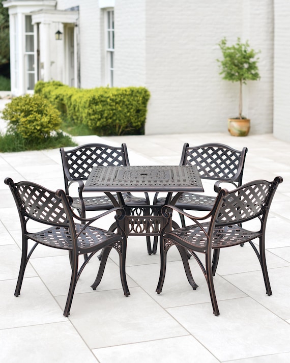 Antique Copper Four Seater Garden Table and Chair Set/Outdoor Furniture  Set, Patio Furniture, Decorative Table, Family Seating